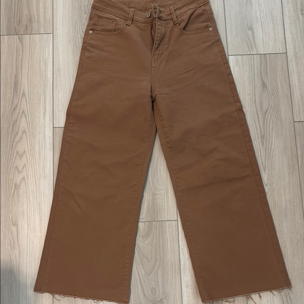 Brown Wide-Leg Women Jeans